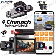 4 Cameras Dash Cam Car DVR WiFi HD 1080P Video Recorder 4 Channel Front Rear View Night Vision Black
