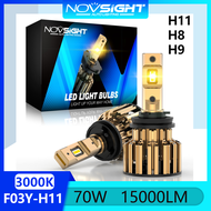 Novsight F03Y H8 H9 H11 LED Headlight Bulb 3000K Yellow Light LED Lights for Car High/Low Beam Fog L