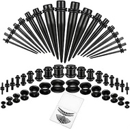 50Pcs Ear Stretching Kit 14G-00G Acrylic Gauges for Ears Tapers, Tunnels & Plugs, Lightweight Acryli
