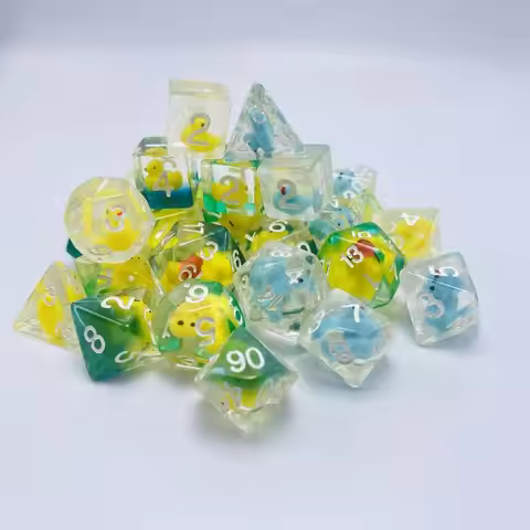 7Pcs/set Filled with Ducks Animal DND Dice D4 D6 D8 D10 D12 D20 7-Die Table Game Polyhedral Dice Par