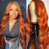 Orange Ginger Lace Front Wigs Human Hair Body Wave 13x4 HD Lace Frontal Wigs Human Hair Pre Plucked Bleached Knots With Baby Hair Brazilian Remy Human Hair Ginger Orange Wigs for Black Women 20 Inch