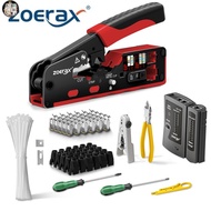 IP RJ45 Cat7 Cat6A Network Tool Kit,Cable Tester,Wire Cutter,Blades Cat7 Connectors and Boots Cable 