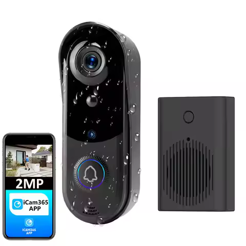 FREE Cloud Storage 1080P 2.4Ghz WiFi Wireless 5000mAh Battery Smart Video Doorbell IP65 Outdoor Door