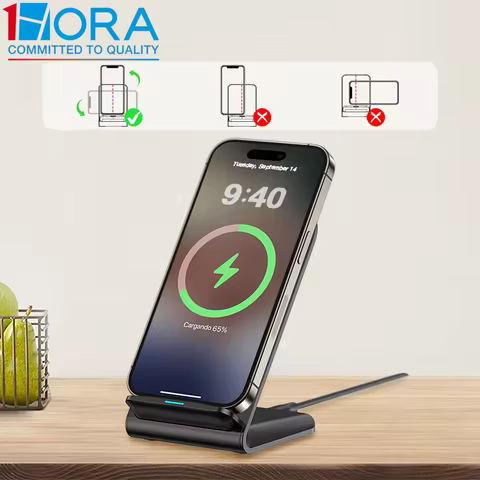 1HORA Wireless Charging Stand 15W Fast Charging Overload Protection 60° Angle Upright For Motorola a