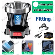 Diterangi selama 500 jam Senter kepala 500 watt Senter kepala 300 watt 50000 Lumens 999999mah Tahan 