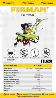 Mesin Traktor Cultivator Mini FTL620 FIRMAN / Mini Tiller Traktor Mini