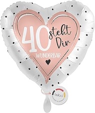 Foil Balloon XXL for 40th Birthday, Large Pink Heart Motif steht dir wunderbar, Helium Balloon Gift 