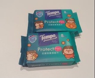 全新tempo抗菌倍護濕紙巾迷你裝mini 8pcs 2包