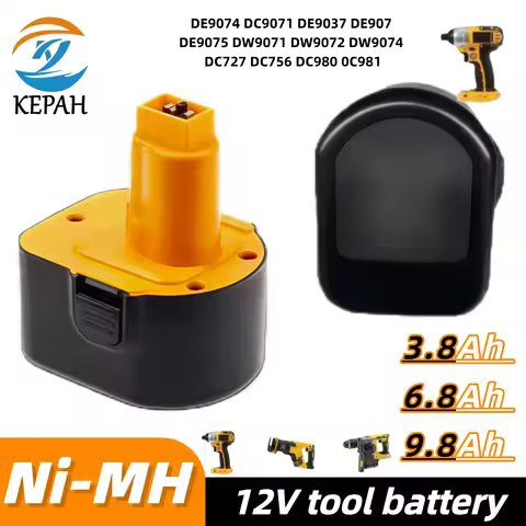 12V 9.8Ah High-Capacity Ni-MH Battery｜Long-Lasting Power for DC981KA/DW9071 Tools