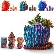 DND Dice Set (7 Pieces) and 3D Printed Dragon Egg,Fidget Toys,Surprise Dragon Egg and Polyhedral Dic