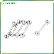 [Wishshopelxn] 5 Pieces 316L Stainless Steel Straight Bar Nose Tongue Ring Septum Barbell  Earrings 