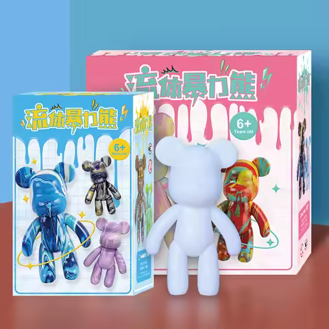 23CM Violent Fluid Bear Set Children's Handmade DIY White Embryo Graffiti Material Tool Kit Creative