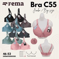 FEMA Official 1 pcs Bra C55 Jumbo Cup D Bra BIG Size 46-52 Large Cup Wireless Bra Plus Size Bra
