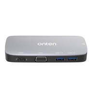 Onten 5202B 5 in 1 USB to VGA + HDMI + Gigabit Ethernet + Two USB3.0 Ports Multi-function HUB Conver