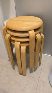 IKEA 櫸木曲木圓凳 四張一套叠埋 慳位