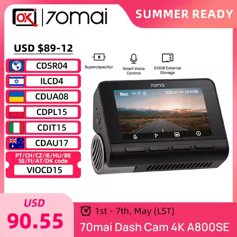 70mai 4K Dash Cam A800SE Upgraded Version of 70mai A800S Voice Control Supercapatior GPS ADAS Car DV