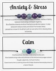 2pcs Healing Crystal Bead Bracelet for Women Amethyst 7 Chakra Bracelets Spiritual Wish Protection A
