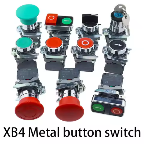 1PCNew XB4 Metal Thickened Button Switch Instantaneous Self Reset Emergency Stop Plane 22mm Rotary S