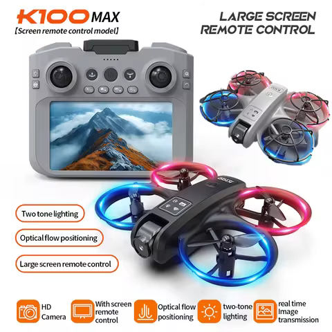 New 2025 K100 MAX Drone 4.3-inch HD Dual Cameras Obstacle Avoidance Professional Quadcopter Optical 