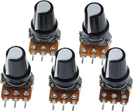 5Set WH148 1K 10K 20K 50K 100K 500K Ohm 15mm 3 Pins Potentiometer Resistor Linear Conical Rotary wit