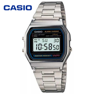 PJ.2/Casio Digital Classic นาฬิกาข้อมือสุภาพบุรุษ สีเงิน สายสแตนเลส รุ่น A158WA-1DF