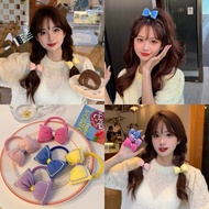 Cute Fabric Bow Hair Tie Girl Heart Bow Hair Tie 2022 Girl Flower Tie Hair Rubber Band High Ponytail