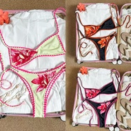 Retro Flower Bud Embroidery Girl bikini Sexy Split Swimsuit bikini