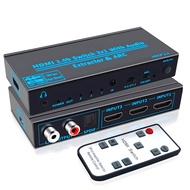 4K 60Hz HDMI 2.0 Audio Extractor 3x1 Switch 5.1Ch HDMI Audio ARC Switcher Toslink SPDIF Coaxial Anal