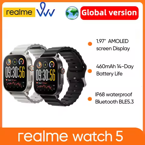 Global Version realme watch 5 1.97" 600nits AMOLED 460mAh 14-Day Battery Life 300+ Themes Support GP
