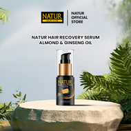 Natur Hair Recovery Serum Almond & Ginseng Oil 60 ml - Paket Menguatkan Akar Rambut Rontok / Anti Ha