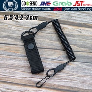 Spring Spiral Tactical Tali Sling Spiral Pengaman Pistol Safety Lanyard Airsoft Hitam