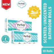 Pursoft Scented/Unscented Core 3 Ply/4 Ply Toilet Tissue Roll Tisu Tandas (10 Roll)