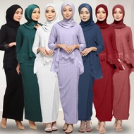 🎁Free gifts🎁yeleedon Pleated Baju Kurung ironless Moden Fesyen Terkini Lace Kebaya Raya Nikah/Tunang Front Zip Nursing Friendly Muslimah Wear Plus Size Bridemaid