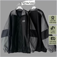 Wzs parachuteJacket, unisex wide form, 2-layer men's windbreaker in black and gray color combination