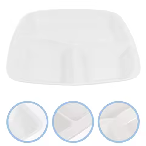 1Pcs Ceramic Three-Grid Breakfast Plate Square Divider Plate Quantitative Serving Dish Fine Workmans