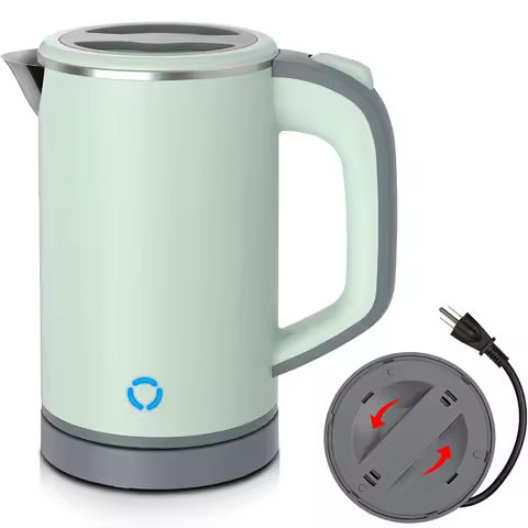 110V/220V Electric Kettle 0.8L Portable Travel Kettle Stainless Steel Liner With Auto Shut-Off 600W 