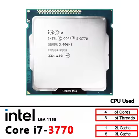 Intel Core i7-3770 i7 3770 3.4 GHz Used Quad-Core Eight-Thread CPU 8M 77W LGA 1155