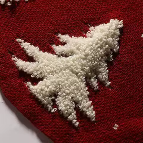 CMHI-Folded Curly Side Tree Skirt Christmas Knitted Tree Skirt Christmas Supplies Tree Bottom Apron