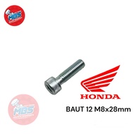 mbs BOLT SOCKET M8X32 M8X28 BAUD 12 L PANJANG 28cm 32cm ORIGINAL AHM BAUT STANG STEP POREK DLL