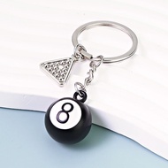 B Pool Keychain Pendant Black 8 Schoolbag Pendant Unique Simulation Metal Black Eight Pool Keychain 