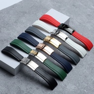 For Rolex 20mm Silicone Rubber Watch band Strap Daytona Submariner GMT OYSTERFLEX Bracelet Folding B