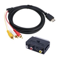 全城熱賣 - 高清HDMI轉3RCA線/HDMI轉三色差線音頻線+二合一IN/OUT Scart 頭套裝(國標黑色)