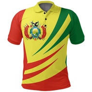 Bolivia Flag Map 3D Printed Polo Shirts For Men Clothes Bolivian Boy Short Sleeve Fashion Coat Of Ar