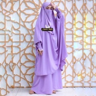 Discount Set Setelan Gamis French Khimar Cadar Instan Ungu Lilac