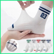 Kids Boy 4-8 Yrs Old Number 23 Mid-calf Socks Sport And School Socks Kids White Socks Quality A