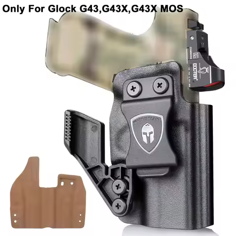 Only For Glock G43,G43X,G43X MOS,IWB Kydex Leather Holster Optics Cut & Claw,Mounting sight,Tactical
