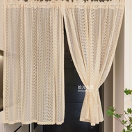 French Retro Jacquard Beige Door Curtain Partition Home Short Curtain Small Window Curtain Customiza