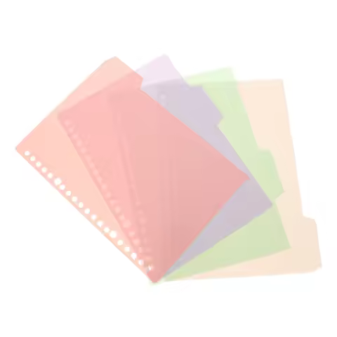 4 Pcs PP Partition Page Pink Binder Dividers Campus Notebook Flexible with Tabs Pastel Aesthetic Bin