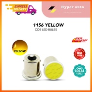 2PCS 1156 P21W BA15S LED COB Turn Signal Brake Backup Rear Light Bulb 12V Yellow 2W