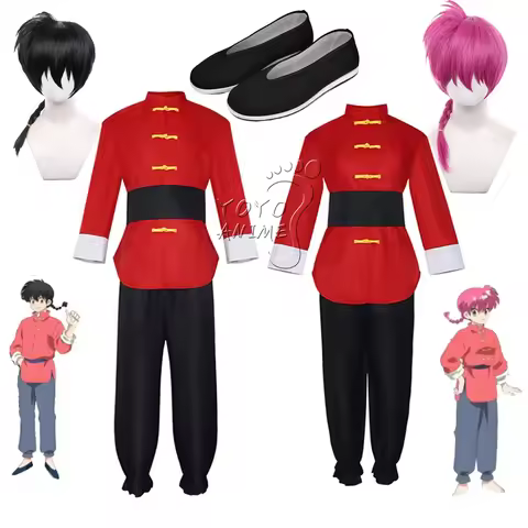 Anime Ranma 1/2 Tendou Akane Cosplay Costume Chinese Style Red Uniform Halloween Carnival Party Suit